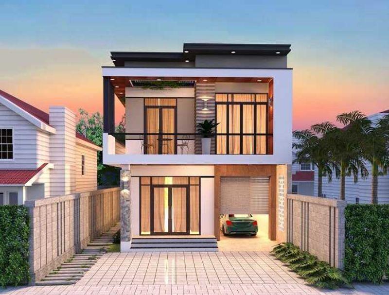 Thiết kế nhà 1 trệt 1 lầu đẹp 5x20 có gara hiện đại, tiện lợi