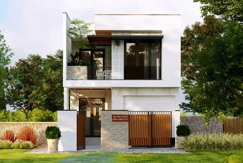 Nhà 1 trệt 1 lầu với cấu tạo gồm mặt tiền 5m, chiều dài 20m và tổng diện tích 100m²