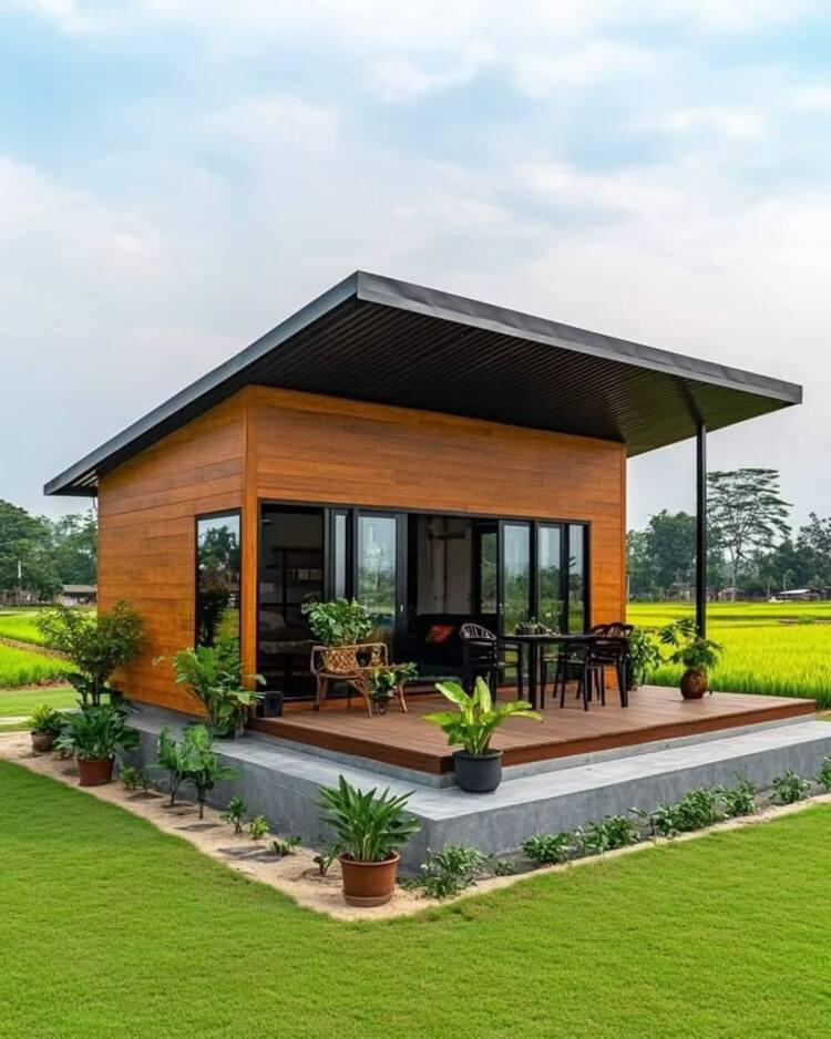 Mẫu nhà lắp ghép di động 150 triệu sử dụng những vật liệu tự nhiên