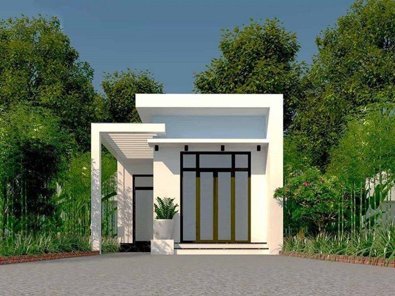 Mẫu nhà ống 1 tầng nông thôn chi phí thấp thoáng mát, hài hòa với thiên nhiên