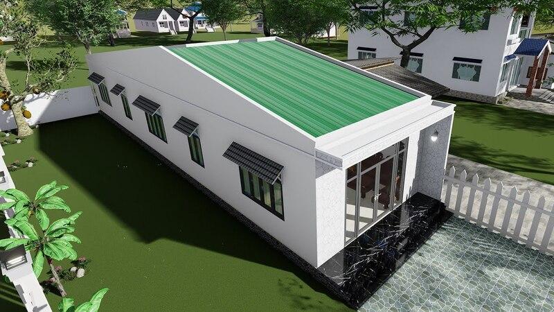 Nhà ống 1 tầng nông thôn mái tôn hiện đại, thi công nhanh chóng