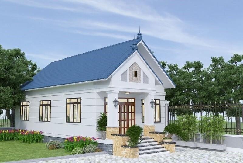 Thiết kế mẫu nhà ống 1 tầng nông thôn mái tôn giá rẻ, tiết kiệm chi phí