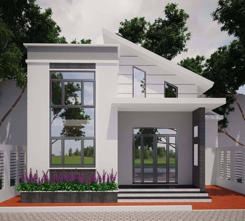 Mẫu nhà ống 1 tầng nông thôn 60m2 đẹp, kết hợp không gian xanh và thiết kế mở