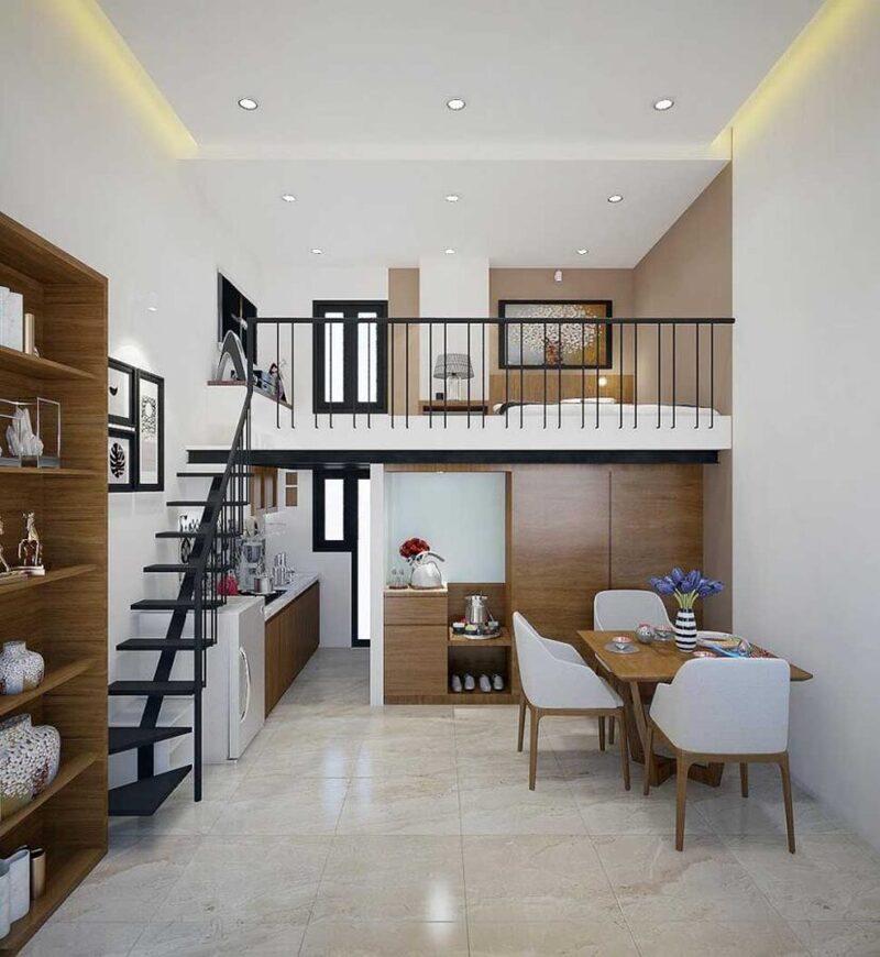 Mẫu nhà ống 1 tầng nông thôn có gác lửng hiện đại đáp ứng cầu sinh hoạt của các gia đình trẻ