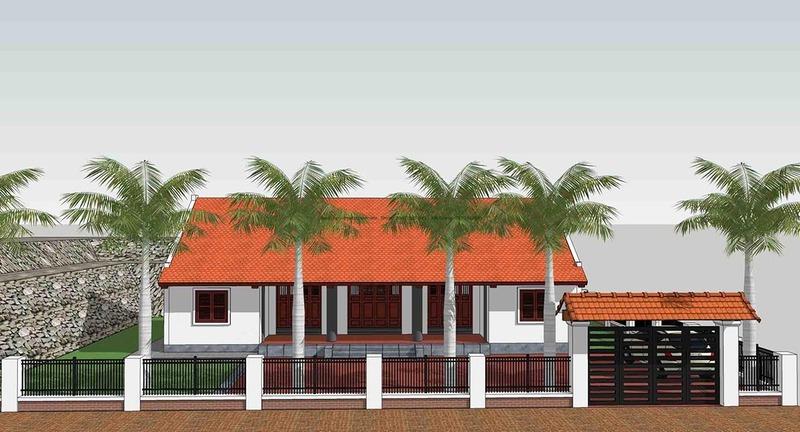 Mẫu nhà mái ngói 3 gian 2 chái nổi bật với vẻ đẹp cổ kính và gần gũi với làng quê Việt