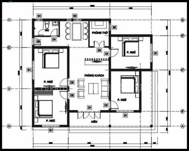 Bản vẽ nhà cấp 4 400 triệu mái Nhật 4 phòng ngủ