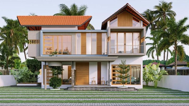 Mẫu nhà lắp ghép 2 tầng mái Thái đẹp, phong cách kiến trúc tinh tế, thanh thoát