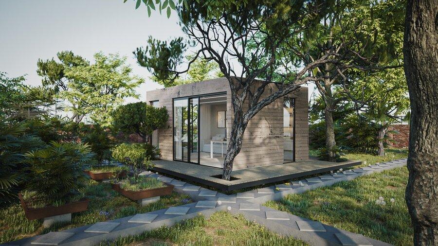 Mẫu nhà lắp ghép diện tích 40m2 thường có thiết kế 1 - 2 phòng ngủ