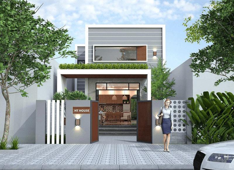 Mẫu mặt tiền nhà ống đẹp với 3 phòng ngủ có phần mặt tiền được trang trí hiện đại