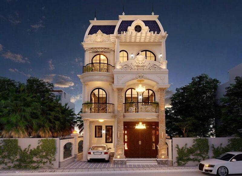 Mẫu biệt thự tân cổ điển 3 tầng kiểu Pháp mang đậm dấu ấn kiến trúc cổ điển