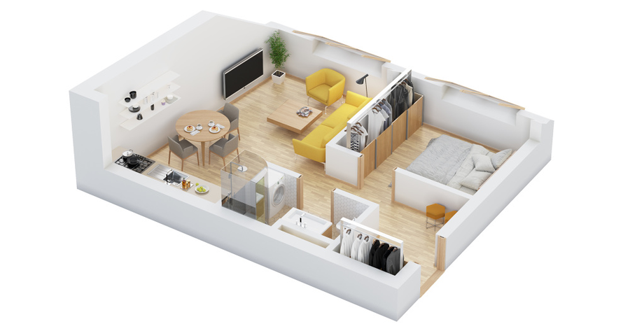 Mẫu nhà cấp 4 1 phòng ngủ giá rẻ, thiết kế đơn giản