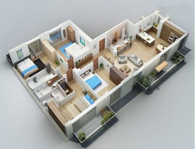 Thiết kế nội thất hợp lý để tạo không gian thoáng đãng cho mẫu nhà cấp 4 chữ L 