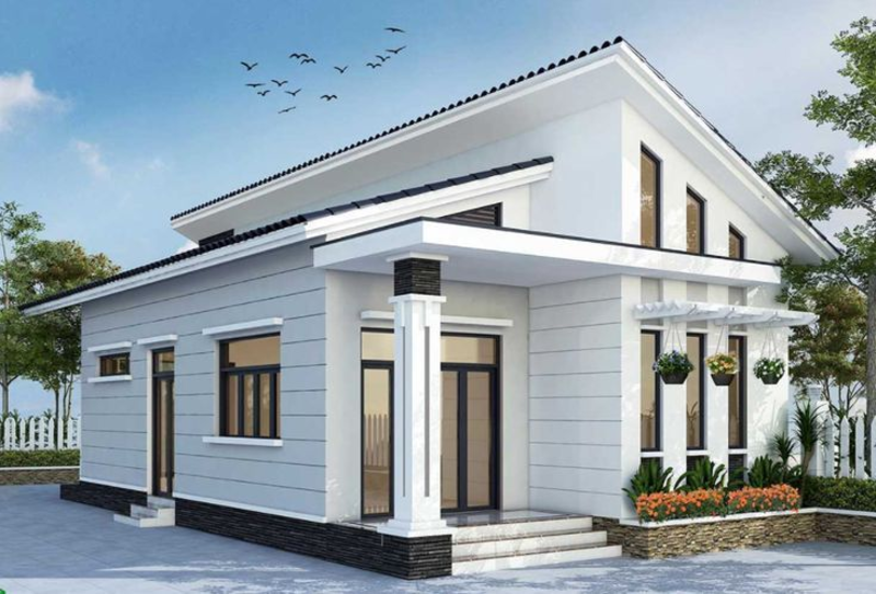 Mẫu thiết kế nhà cấp 4 mái lệch đẹp, hiện đại, mới lạ