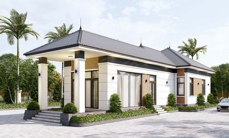 Mẫu nhà đẹp cấp 4 nông thôn 3 phòng ngủ phù hợp với gia đình có 3-5 thành viên
