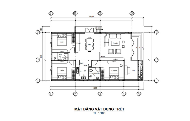 Bản vẽ mặt bằng công năng nhà đẹp cấp 4 hiện đại, tiện nghi