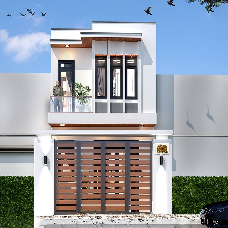 Mẫu nhà ống 2 tầng đẹp hiện đại, thoáng mát