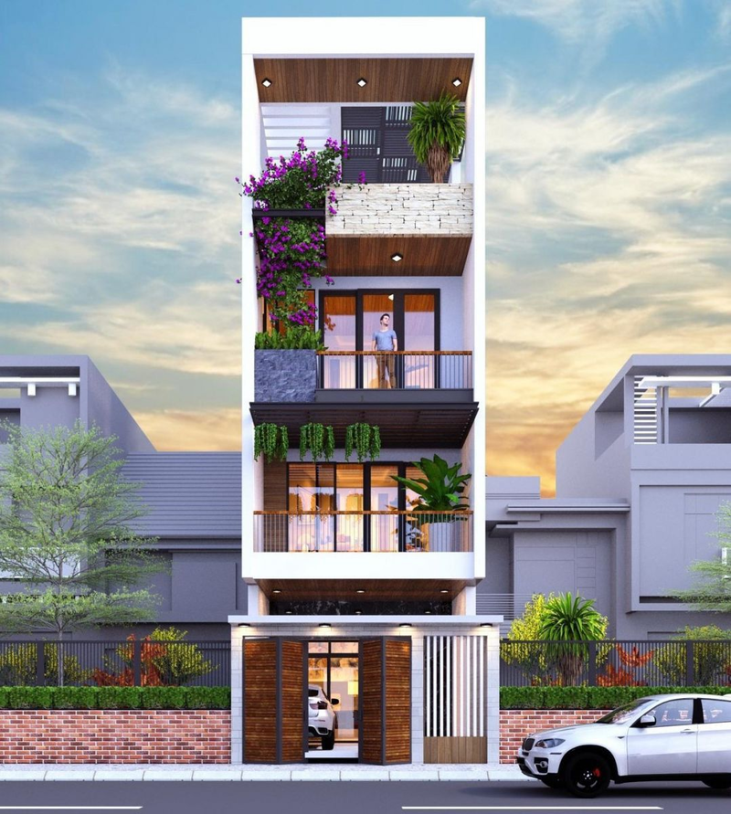 Mẫu nhà đẹp dạng ống 4 tầng hiện nay ưu tiên sử dụng vật liệu chất lượng