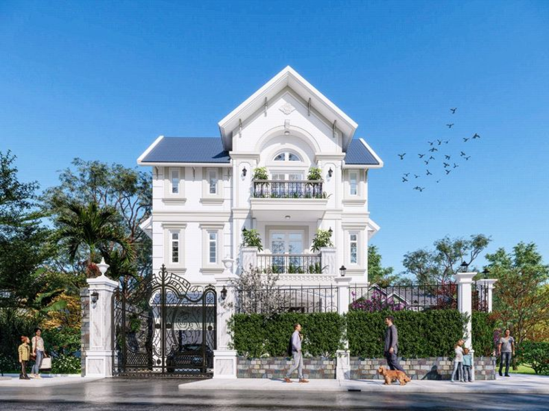 Mẫu biệt thự 3 tầng đẹp phong cách tân cổ điển gây ấn tượng mạnh
