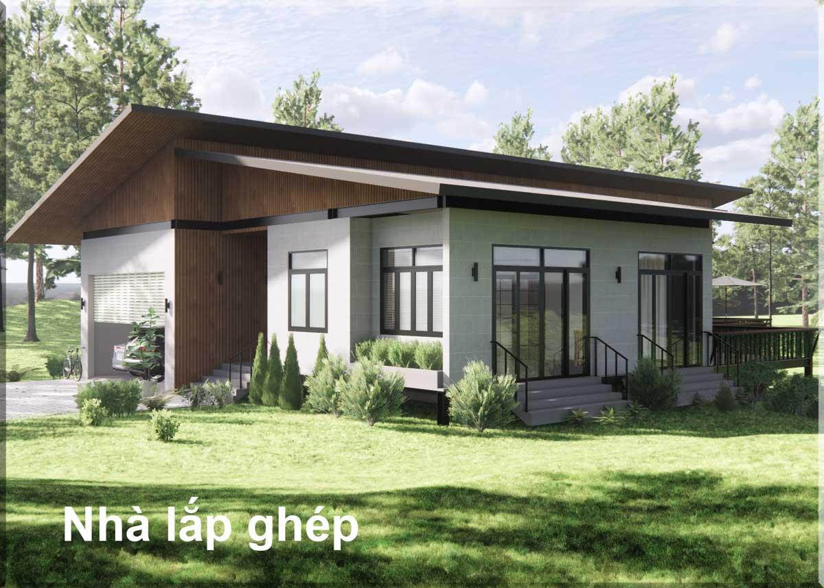 Nhà lắp ghép là kiểu nhà được xây dựng từ các cấu kiện sản xuất sẵn tại nhà máy, sau đó được lắp ráp tại công trường