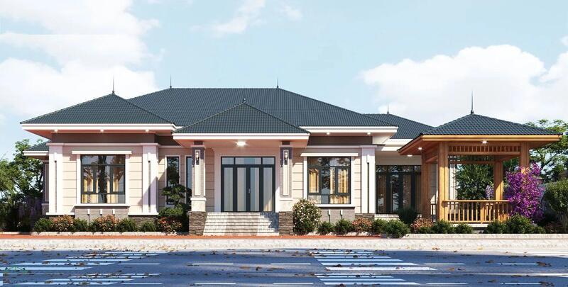 Mẫu nhà mái Nhật 1 tầng đẹp 150m2
