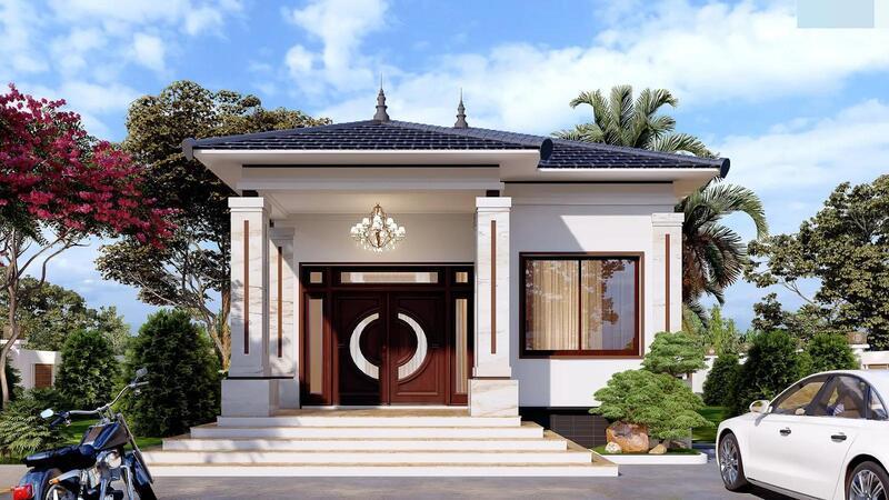 Mẫu nhà mái Nhật 1 tầng ngang 7m phù hợp cho gia đình ít người