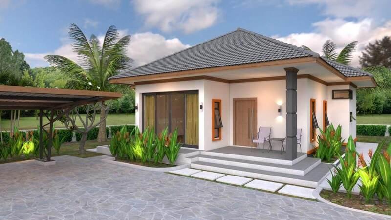 Ngôi nhà mái Nhật 1 tầng với 2 phòng ngủ tối giản, hiện đại