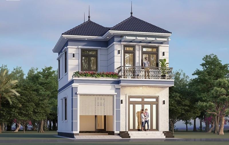 Mẫu 8x12m nhà mái Nhật 2 tầng tinh tế, hiện đại, phù hợp gia đình trẻ