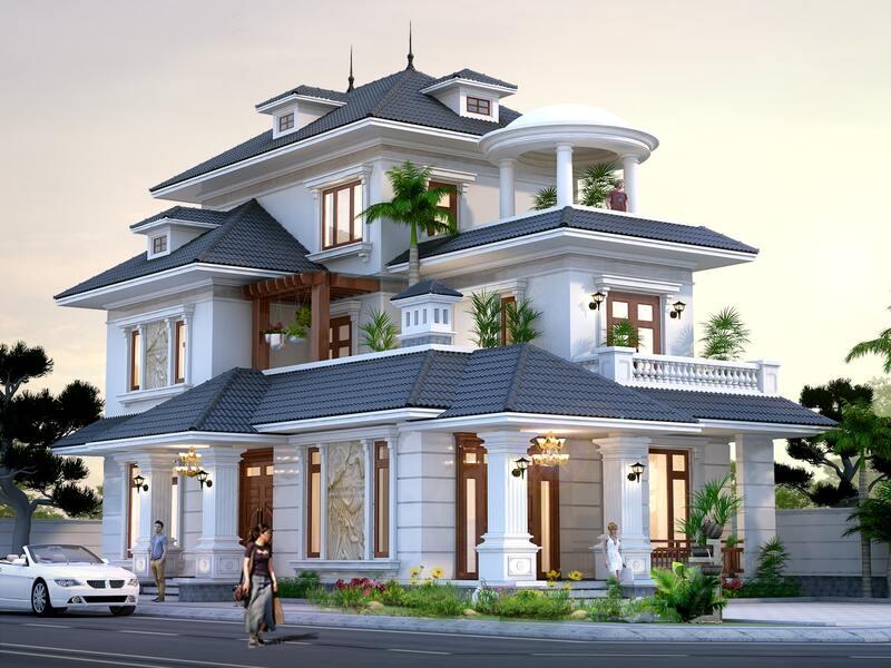 Mẫu biệt thự mái Nhật 3 tầng sang trang, đẳng cấp