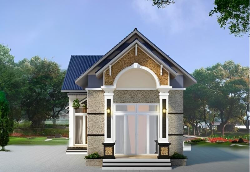Mẫu nhà ống cấp 4 mái Thái đẹp, thoáng đãng với hệ thống cửa kính cường lực 
