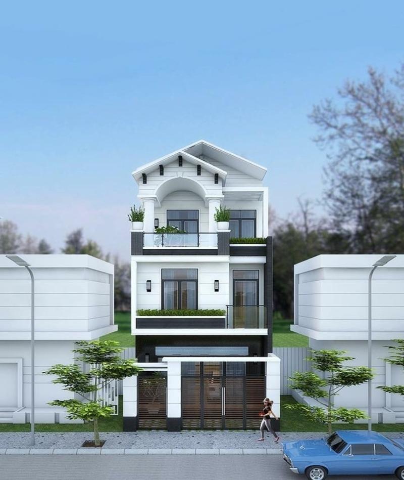 Mẫu nhà ống 3 tầng mái Thái đẹp, hiện đại, sang trang