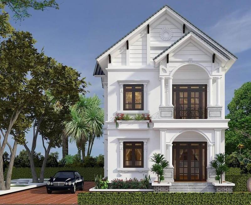 Mẫu nhà mái Thái 2 tầng đẹp thanh thoát, sang trọng