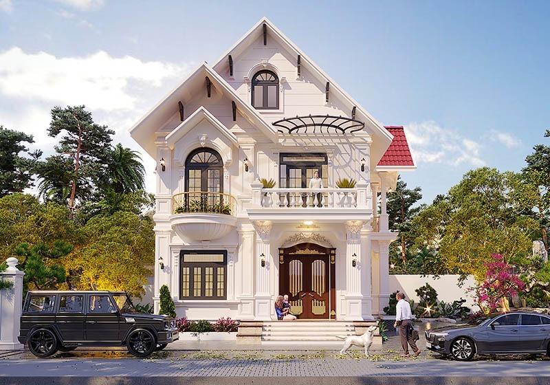 Mẫu nhà mái Thái 2 tầng phong cách tân cổ điển đẹp, sang trọng