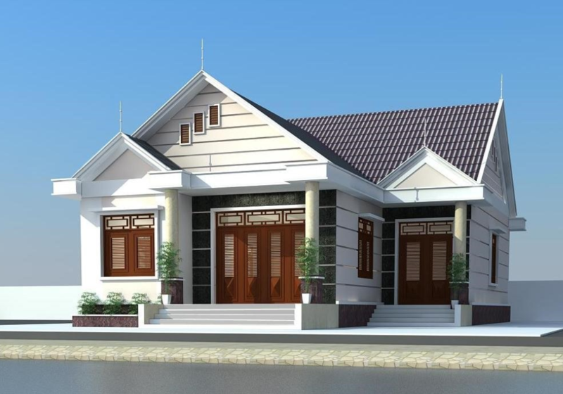 Mẫu nhà ống cấp 4 đẹp mái ngói chữ A khả năng thoát nhiệt tốt