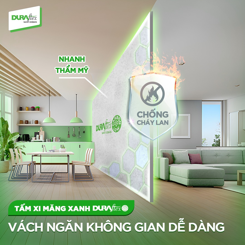 Tấm cemboard 4mm có bề mặt nhẵn mịn, mang đến tính thẩm mỹ cao cho công trình