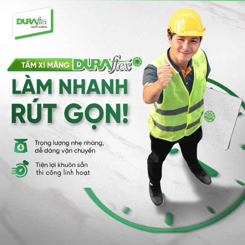 Tấm cemboard dày 4mm có khối lượng nhẹ, giúp giảm tải trọng cho công trình