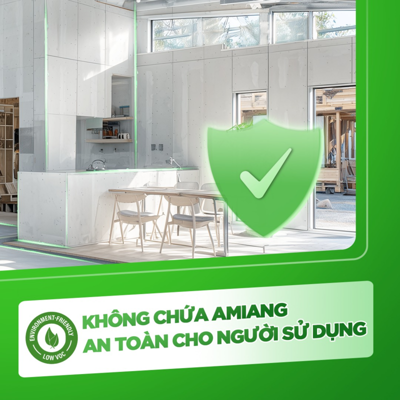 Tấm cemboard 12mm là lựa chọn an toàn cho sức khỏe và thân thiện với môi trường