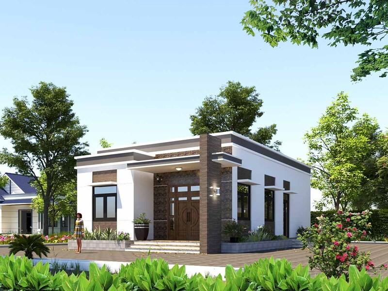 Mẫu nhà cấp 4 giá 500 triệu mái bằng đẹp đơn giản mà tiện nghi