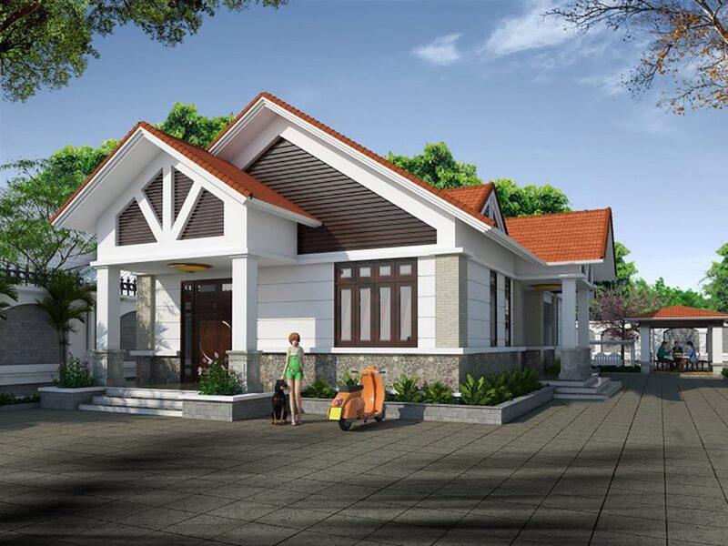 Mẫu nhà cấp 4 mái Thái 8x12m 4 phòng ngủ đẹp tinh tế, chi phí hợp lý