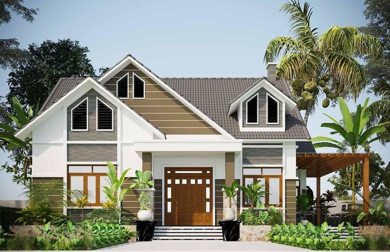 Mẫu nhà cấp 4 mái Thái 8x12m có gác lửng đơn giản mà tinh tế từng góc nhìn