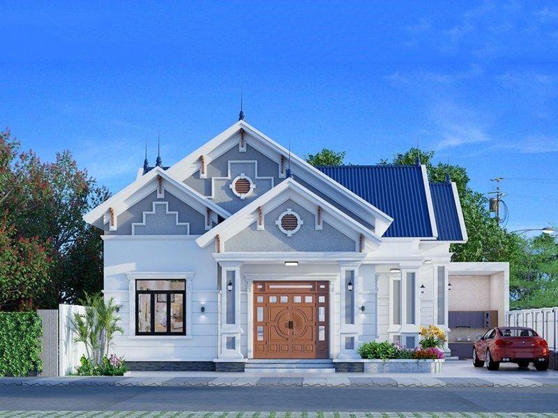 Mẫu nhà cấp 4 mái Thái 8x12m có gara ô tô sang trọng, tiện nghi
