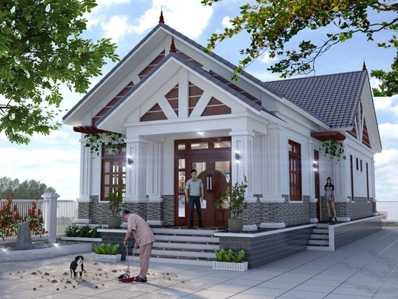 ẫu nhà cấp 4 mái Thái 8x12m có cửa gỗ hiện đại, sang trọng và tinh tế