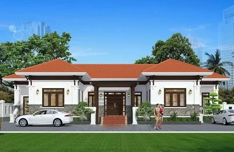 Mẫu nhà cấp 4 mái Thái 8x12m chữ U đẹp nhẹ nhàng mà cuốn hút