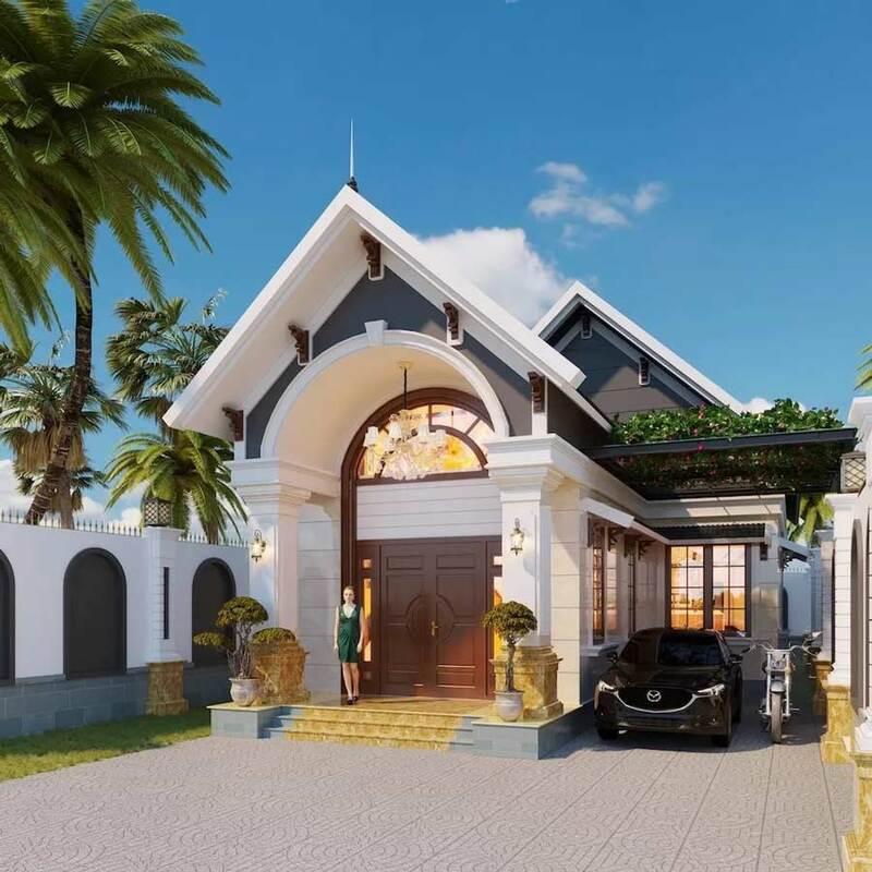 Mẫu nhà cấp 4 mái Thái 8x12m chữ L sang trọng, tiện nghi cho gia đình trẻ