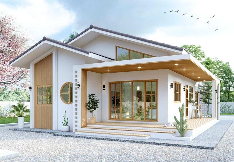 Mẫu nhà gỗ cấp 4 đẹp kết hợp nhà xây thiết kế thông minh, tối ưu công năng