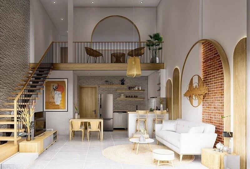 Nhà cấp 4 2 phòng ngủ có gác lửng phong cách tối giản, cực kỳ tiện nghi