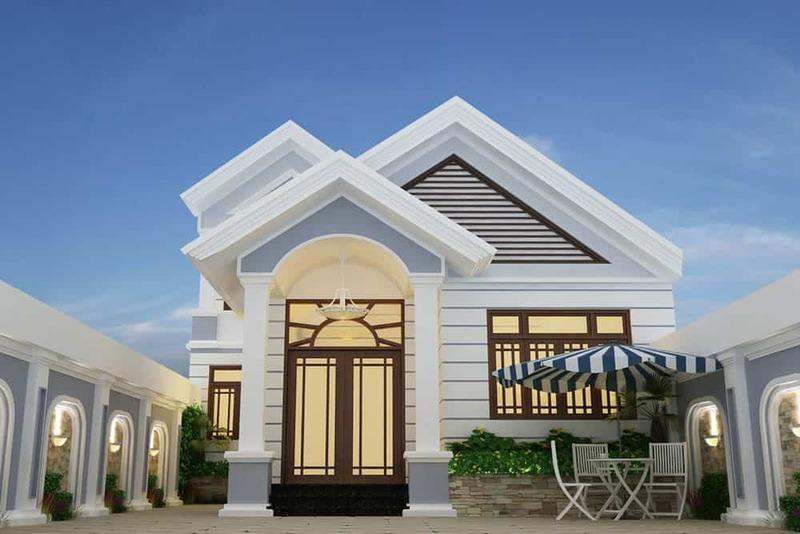 Mẫu nhà cấp 4 mái Thái 5×20 phong cách Châu Âu nhẹ nhàng, ấm cúng
