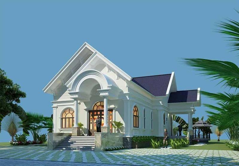 Mẫu nhà cấp 4 mái Thái 5×20 kiểu Pháp đơn giản mà tinh tế đến từng chi tiết