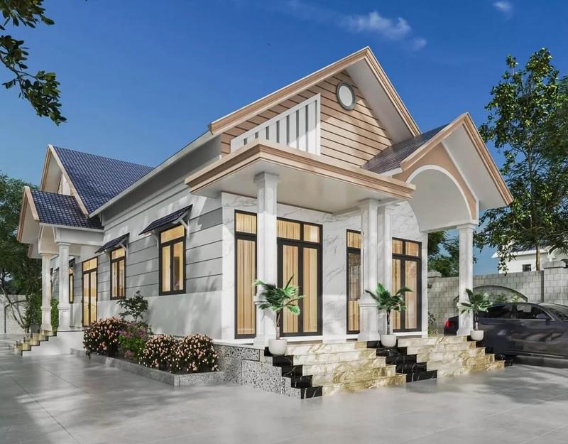 Mẫu nhà cấp 4 mái thái 8x12m sang trọng, thiết kế xu hướng 2025