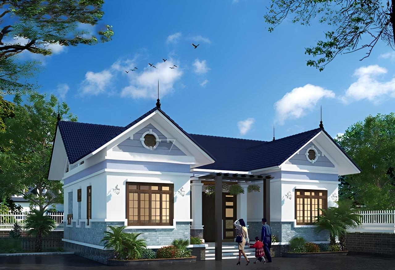 Mẫu nhà chữ U mái Thái 150m2 nổi bật, mang vẻ đẹp truyền thống pha hiện đại