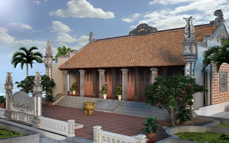 Mẫu nhà gỗ truyền thống đẹp với hoa văn được chạm khắc tinh xảo